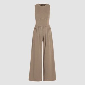 SOLID SLEEVELESS WIDE LEG JUMPSUIT - XL